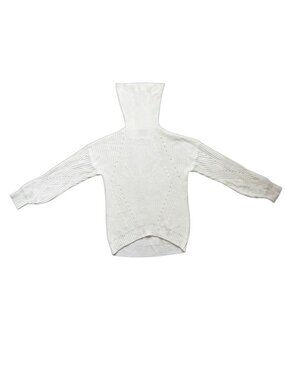 Poof Apparel Women L Ivory Cable Knit Turtleneck Sweater.